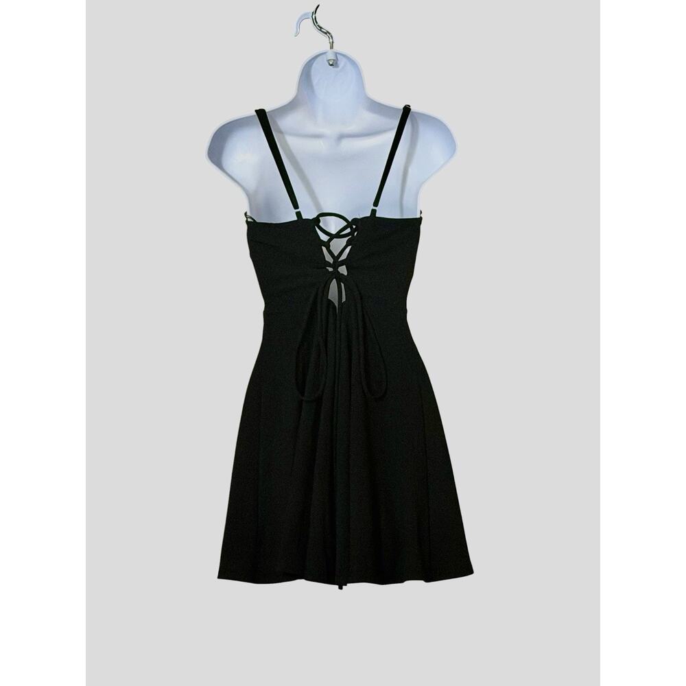 Forever 21 Black Rhinestone Bustier Dress Lace Up Back Fit Flare S - Picture 5 of 7